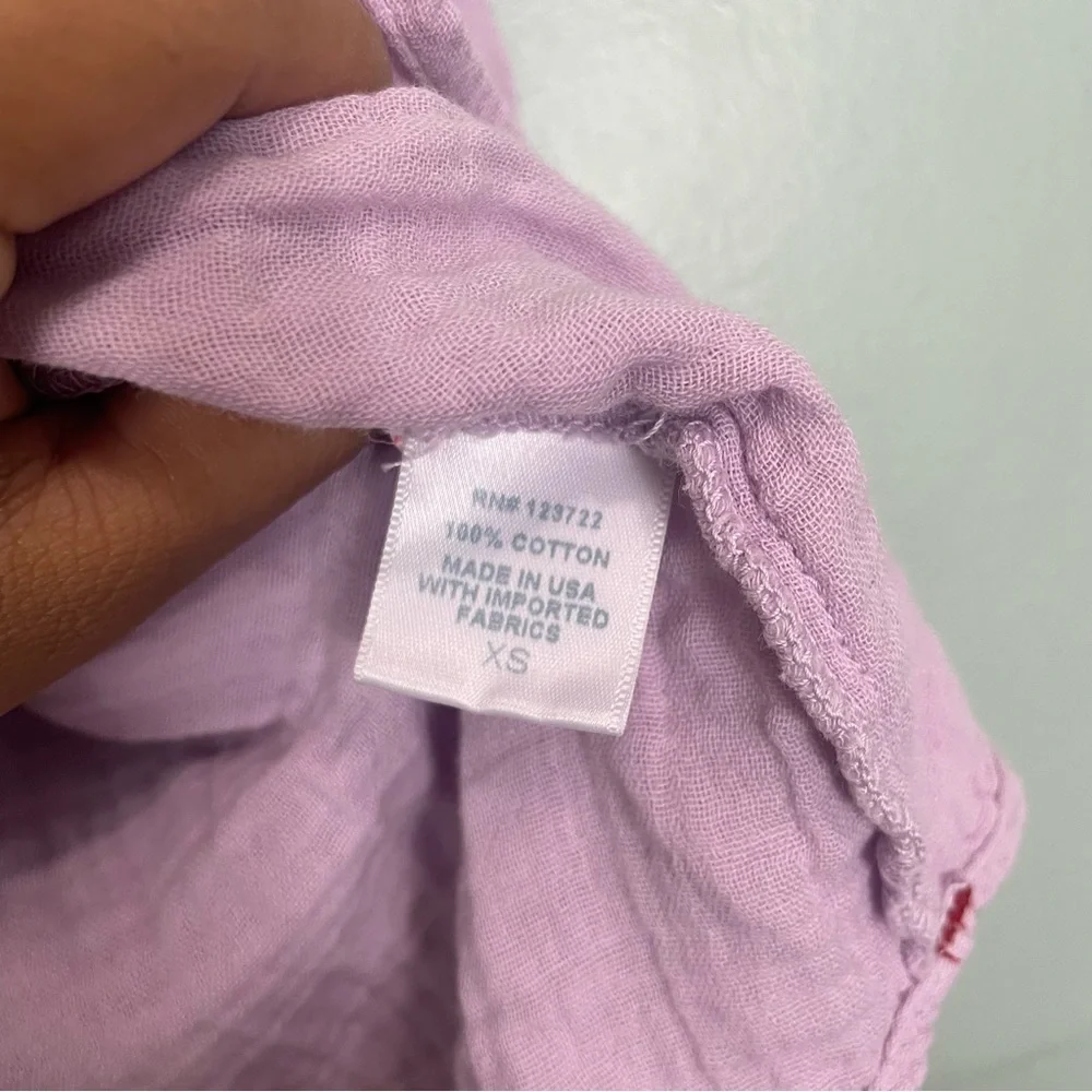 Xirena Scout Button Down Purple Lilac Cotton Gauze Shirt Size XS_8
